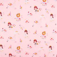 Baumwollstoff Popeline PRINCESS GARDEN Blumen Regenbogen rosa bunt 1.4