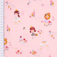 Baumwollstoff Popeline PRINCESS GARDEN Blumen Regenbogen rosa bunt 1.4