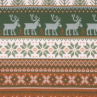 Sweatstoff Digitaldr. CHRISTMAS Rentier Strickoptik weiß grün hellbra