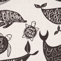SCHÖNER LEBEN. Kissenhülle Save the Ocean Meerestiere schwarz weiß