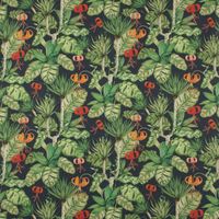 Outdoorstoff Dralon Blätter Blüten dunkelblau grün rot 1.40m