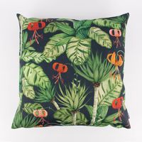 Outdoorstoff Dralon Blätter Blüten dunkelblau grün rot 1.40m