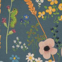 Outdoorstoff Dralon Floral Happy Garden Blumen Vögel blau bunt 1.40m