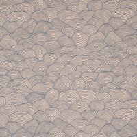 Dekostoff Leinenlook Hand Drawn Wave Wellen natur blau 1.40m