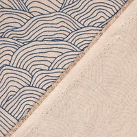 Dekostoff Leinenlook Hand Drawn Wave Wellen natur blau 1.40m