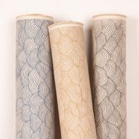 Dekostoff Leinenlook Hand Drawn Wave Wellen natur blau 1.40m
