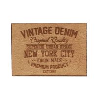 Prym Applikation Wildlederimitat aufbügelbar Label NYC hellbraun dunkelbraun 7x5cm