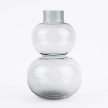Vase doppelbauchig Glas grau 18x29cm