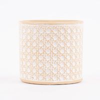 Sass & Belle Übertopf Rattanoptik Beton beige weiß 12.5x12cm