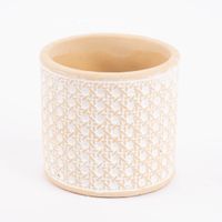 Sass & Belle Übertopf Rattanoptik Beton beige weiß 12.5x12cm