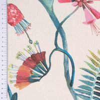 Dekostoff Baumwolle Tropicana Coral Reef Blumenranken ecru blau bunt 1