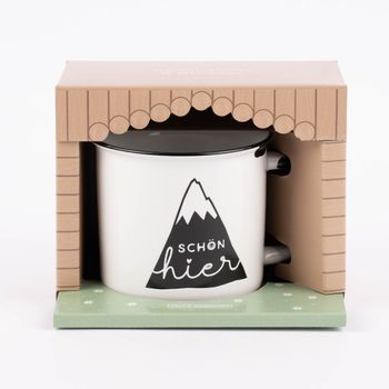 Grafik Werkstatt Tasse Vintage Bergglück aus Keramik in Emaille-Optik verschiedene Motive 400ml