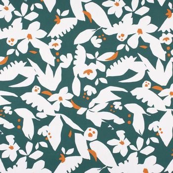 Dekostoff Baumwolle Canvas Ewazi Blätter Blumen abstrakt grün ecru 1