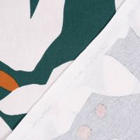 Dekostoff Baumwolle Canvas Ewazi Blätter Blumen abstrakt grün ecru 1