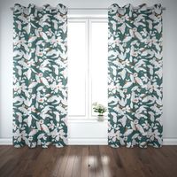 Dekostoff Baumwolle Canvas Ewazi Blätter Blumen abstrakt grün ecru 1