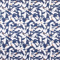 Dekostoff Baumwolle Canvas Ewazi Blätter Blumen abstrakt blau ecru 1.