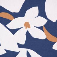 Dekostoff Baumwolle Canvas Ewazi Blätter Blumen abstrakt blau ecru 1.