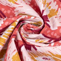 Dekostoff Baumwolle Canvas Laetizia Blumen abstrakt groß rot rosa 1.5m