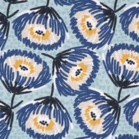 Dekostoff Baumwolle Canvas Tesaya Blumen abstrakt klein blau 1.5m