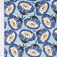 Dekostoff Baumwolle Canvas Tesaya Blumen abstrakt klein blau 1.5m