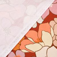 Dekostoff Baumwollstoff SUSANNE Blumen ziegelrot weiß ocker rosa 1.5m