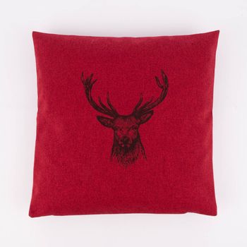 Kissenhülle NORWEGEN mit Hirschkopf rot meliert 40x40cm