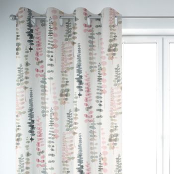 SCHÖNER LEBEN. Vorhang Ranken Blätter Aquarell weiß grün rosa 245cm