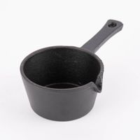 Kleiner Kochtopf Gusseisen mit Griffen schwarz 10x17cm