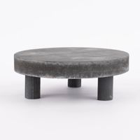 Deko Teller auf Fuß Holz rund grau 19x7cm