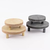 Deko Teller auf Fuß Holz rund natur 19x7cm