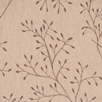 Dekostoff Pen Drawing Branch Zweige Blätter natur braun 1.40m
