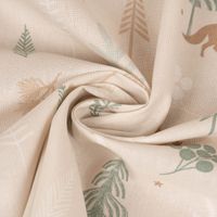 Dekostoff Cold Forest Animals Bäume Waldtiere beige grün weiß 1.40m