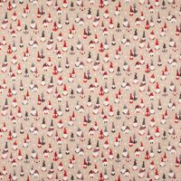 Dekostoff Tomte Cosy Famliy Weihnachtswichtel natur rot weiß grau1.40m
