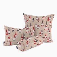 Dekostoff Tomte Cosy Famliy Weihnachtswichtel natur rot weiß grau1.40m