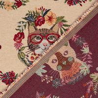Dekostoff GobelPremium Spring Cats Katzen Blumenkranz creme bunt 1.4m