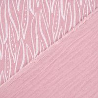 Double Gauze Musselin LEAVES geometrische Blätter rosa weiß 1.35m