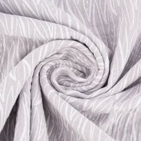 Double Gauze LEAVES geometrische Blätter hellgrau weiß 1.35m