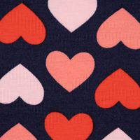 Baumwolljersey Jersey BIG HEARTS Herzen dunkelblau rosa lachs 1.5m