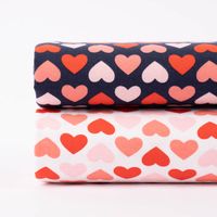 Baumwolljersey Jersey BIG HEARTS Herzen dunkelblau rosa lachs 1.5m
