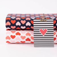 Baumwolljersey Jersey BIG HEARTS Herzen dunkelblau rosa lachs 1.5m