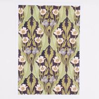 Bild Blumenwiese Papier schwarz grün rosa blau A4 30x21cm