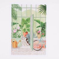Bild Garten Fahrrad Papier grün grau rosa A4 30x21cm