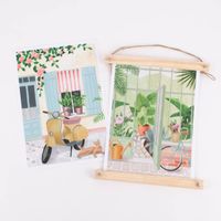 Bild Garten Fahrrad Papier grün grau rosa A4 30x21cm