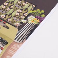 Bild Schreibmaschine Blumen Papier schwarz grün bunt A4 30x21cm