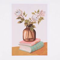 Bild Protea Blumen Bücher Papier bunt A4 30x21cm
