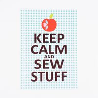 Bild Keep Calm kariert Apfel Retro Papier weiß blau braun A4 30x21cm