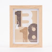 Bilderrahmen mit Passepartout Holz einfarbig natur 17.5x22.5x2.5cm