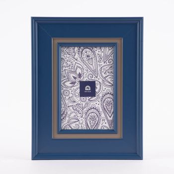 Bilderrahmen mit breitem Rand Holz blau grau 18x23x2cm