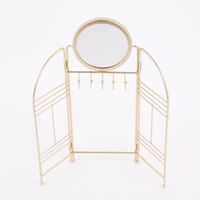 Schmuckhalter mit Spiegel zum Aufstellen Metall goldfarbig 32x33x1cm