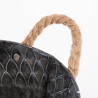Übertopf mit Musterprägung und Henkeln Zink silberfarbig natur 25x11cm